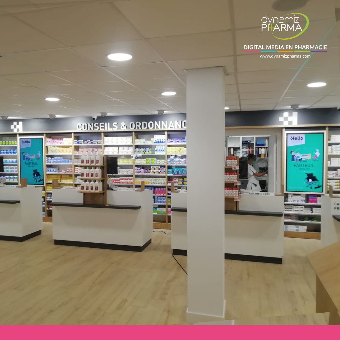 Photo d'une nouvelle installationPhoto d'une nouvelle installation d'affichage dynamique en pharmacie